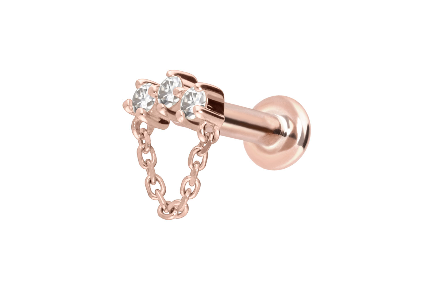 14 Karat Gold Labret mit Push Fit MOISSANIT-BOGEN + KETTE